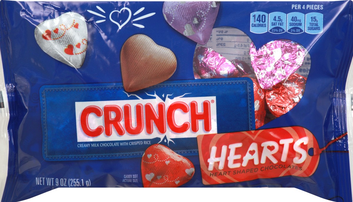 slide 1 of 8, Crunch Hearts With Crisped Rice Creamy Milk Chocolate 9 oz, 9 oz