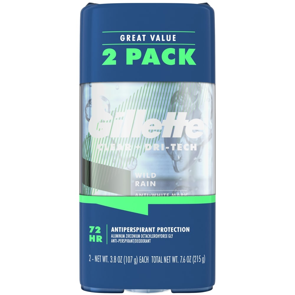 slide 1 of 29, Gillette Wild Rain Clear Gel Mens Antiperspirant & Deodorant, 2 ct; 3.8 oz