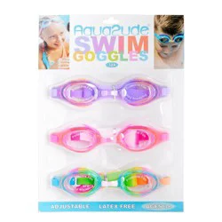 Aqua2ude Swim Goggles - 3 pk Assorted Colors