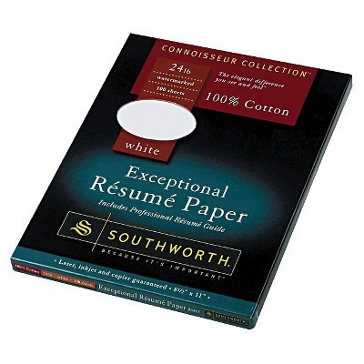 slide 1 of 4, Southworth Cotton Resume Paper - White, 100 ct