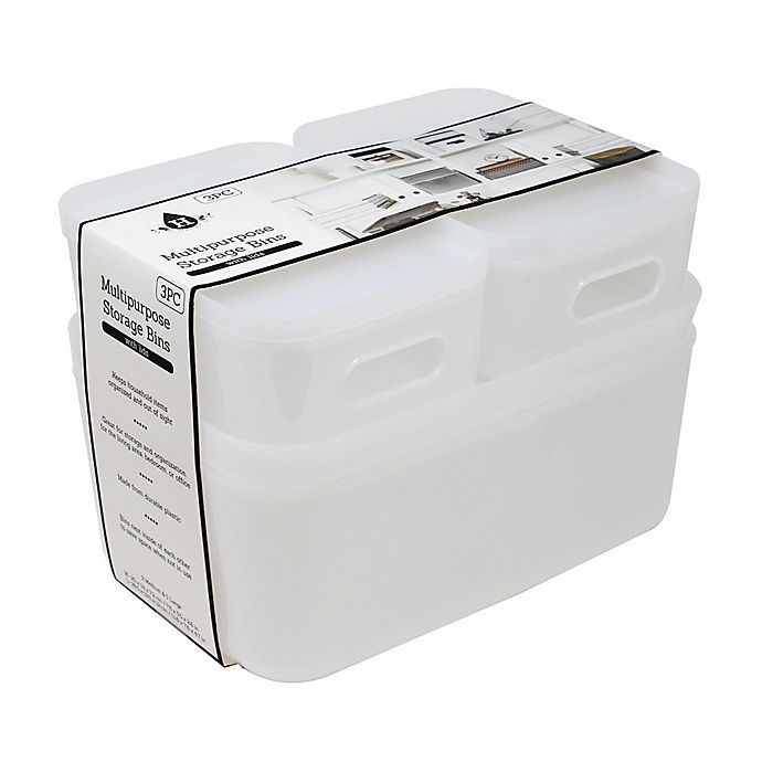 slide 2 of 2, Heritage Compact Plastic Bins with Lids - White, 3 ct