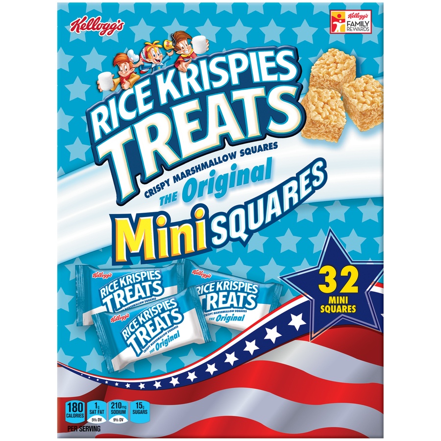slide 1 of 7, Kelloggs Original Rice Krispies Treats Crispy Marshmallow Mini Squares, 32 ct; 0.39 oz