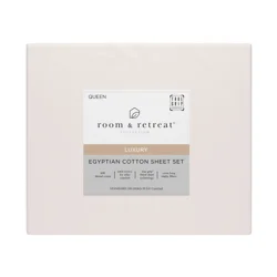 ROOM & RETREAT RR 600 Thread Counts Sheet Set, Queen, 4 pc set, Sugar Swizzle