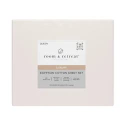 ROOM & RETREAT RR 600 Thread Counts Sheet Set, Queen, 4 pc set, Sugar Swizzle