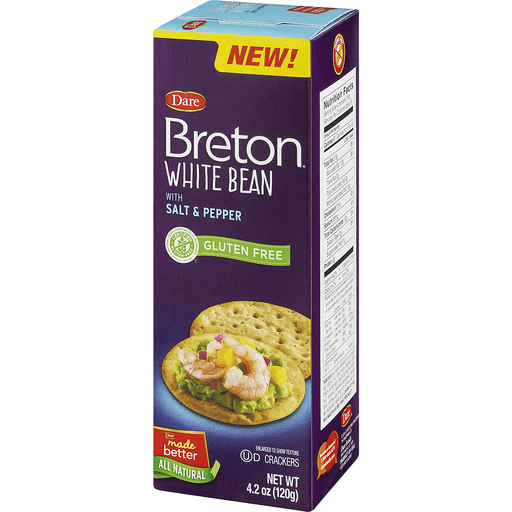 slide 3 of 9, Breton Crackers White Bean With Salt & Pepper, 4.2 oz