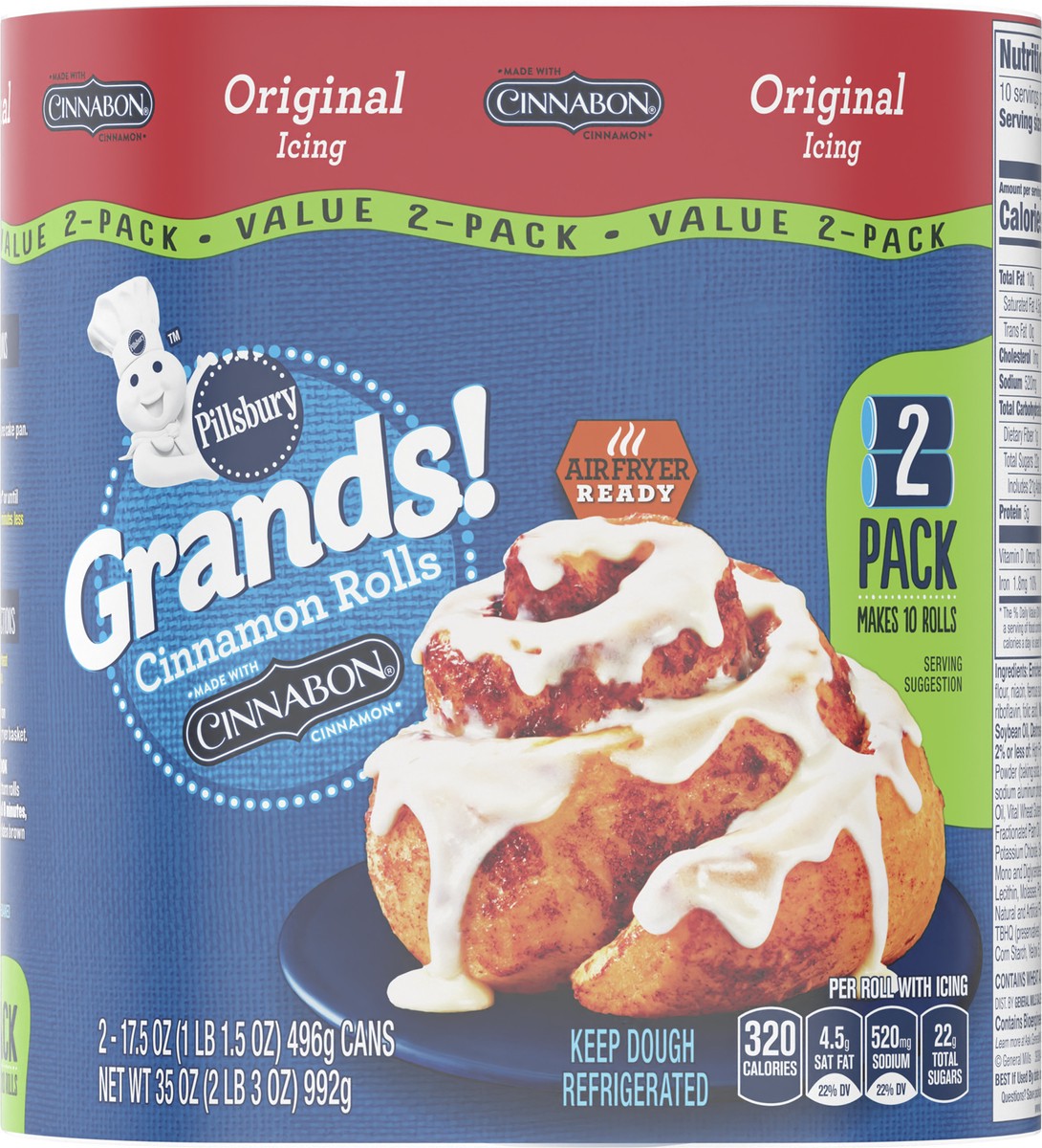 slide 4 of 8, Pillsbury Grands! Cinnabon Cinnamon Rolls, 2 ct / 17.5 oz, 12 ct
