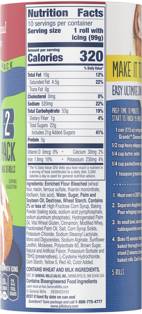 slide 5 of 8, Pillsbury Grands! Cinnabon Cinnamon Rolls, 2 ct / 17.5 oz, 12 ct