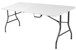 6 Ft. Fold-In-Half Banquet Table W/Handle - White