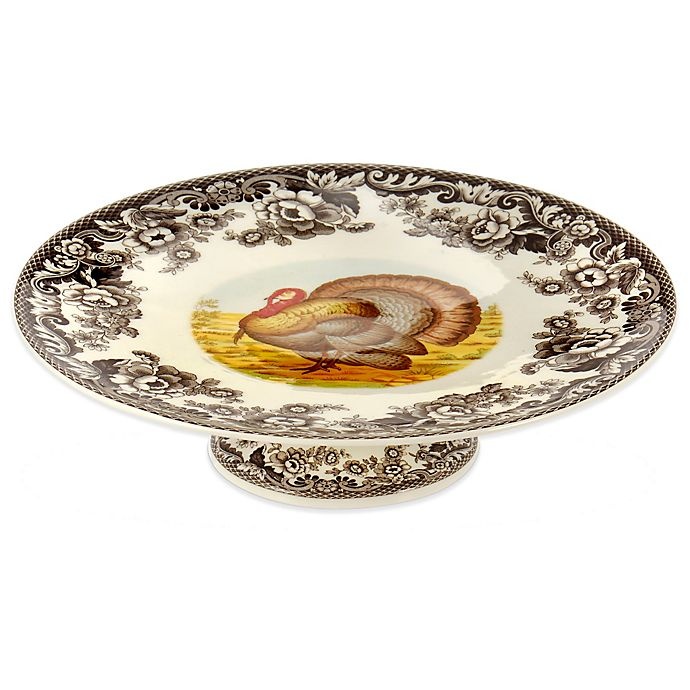 slide 1 of 4, Spode Woodland Turkey Footed Cake Plate, 1 ct