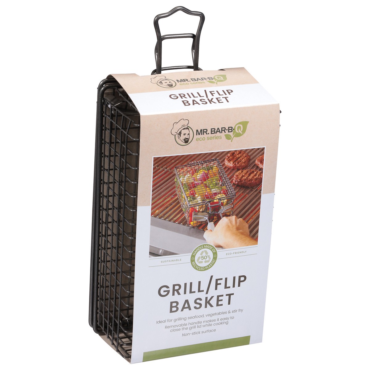 slide 5 of 12, Mr Bar B Q Sustainable Packaging Grill Flip Basket With Removable Handle 1 Count - Each, 1 ct