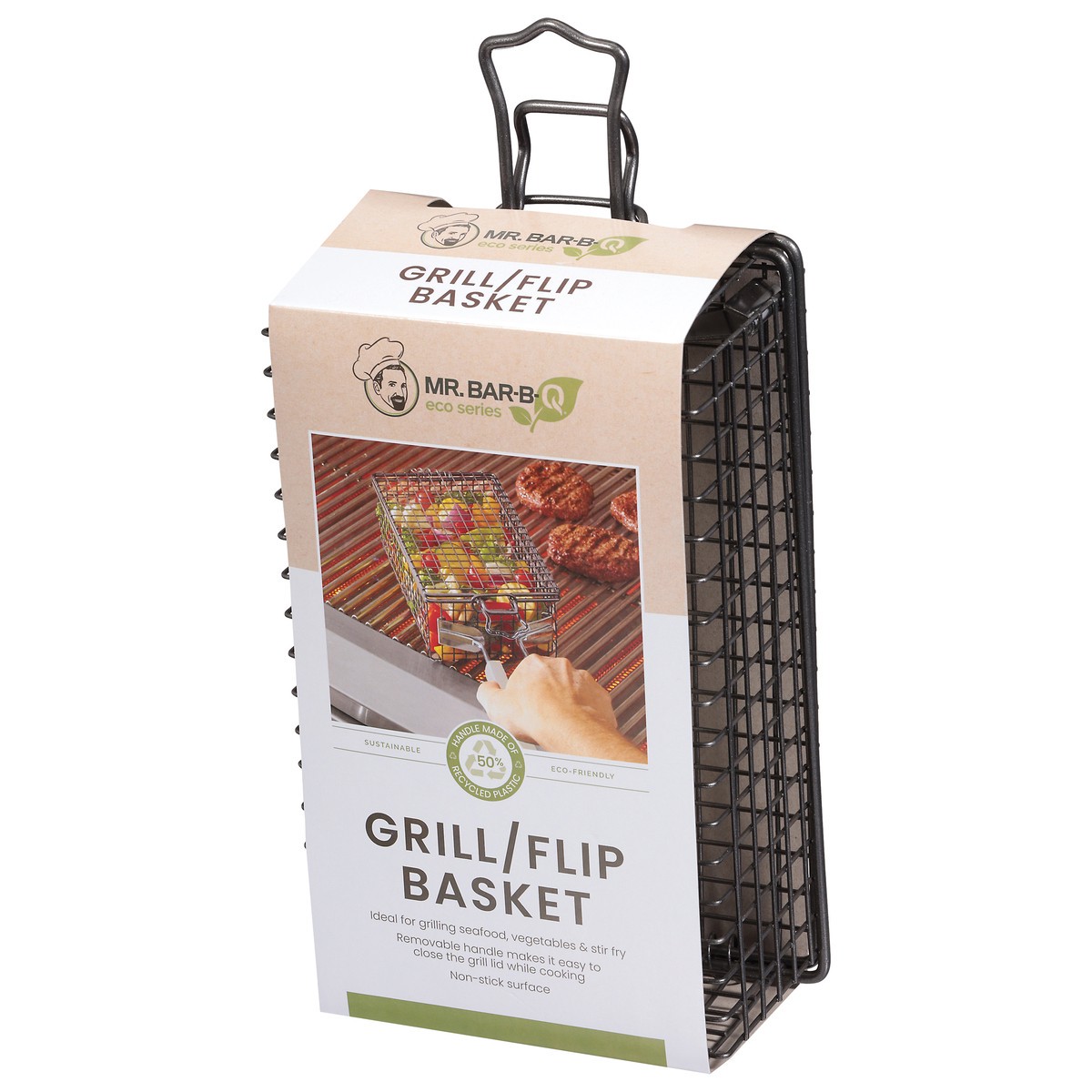 slide 12 of 12, Mr Bar B Q Sustainable Packaging Grill Flip Basket With Removable Handle 1 Count - Each, 1 ct