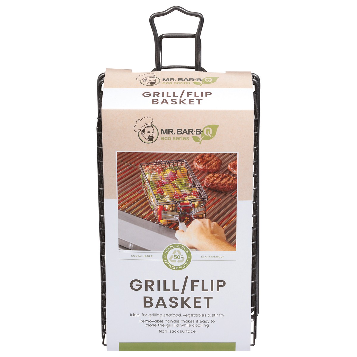 slide 1 of 12, Mr Bar B Q Sustainable Packaging Grill Flip Basket With Removable Handle 1 Count - Each, 1 ct