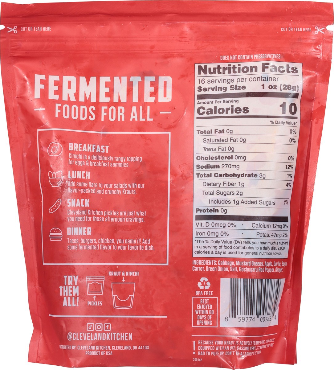 slide 2 of 14, Cleveland Spicy Kimchi 16 oz, 16 oz