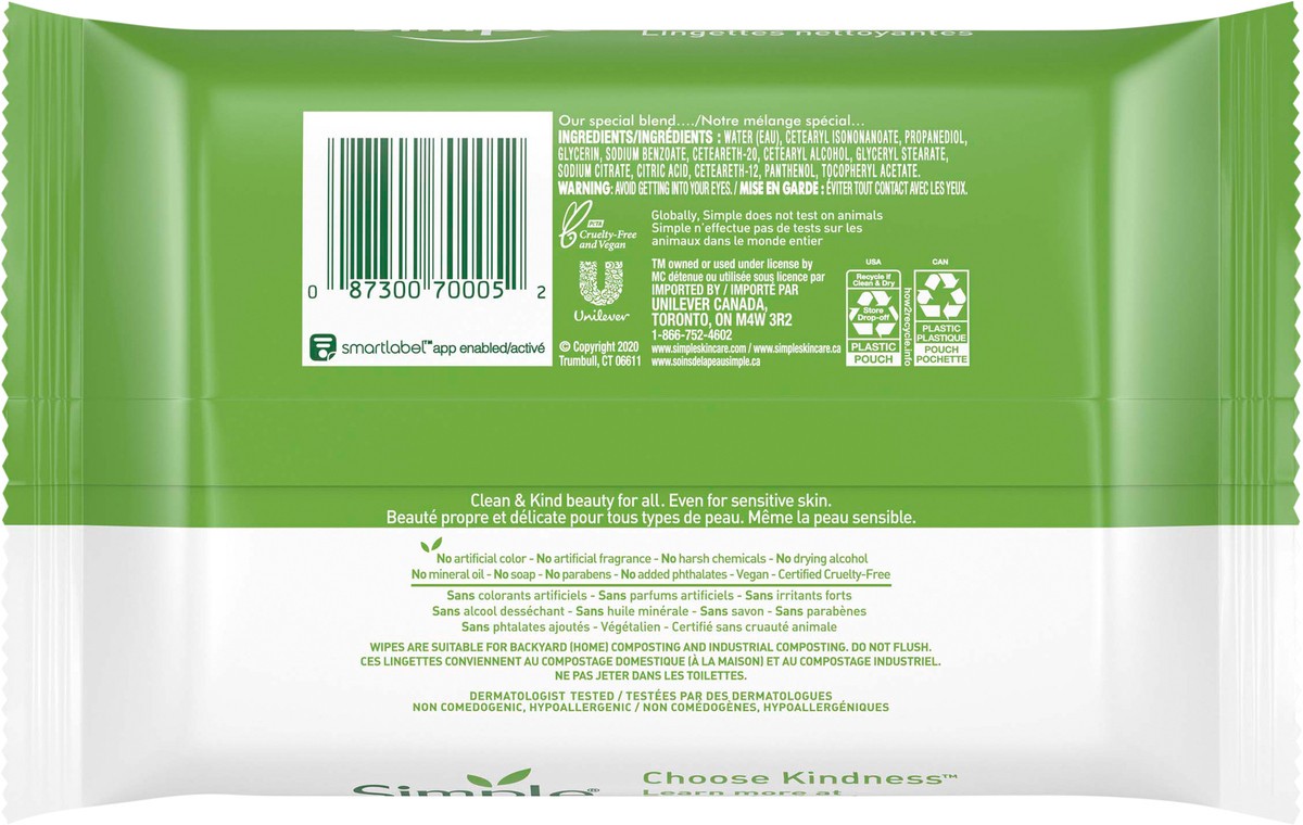 slide 2 of 3, Simple Kind to Skin Cleansing Wipes 25 ea, 25 ct