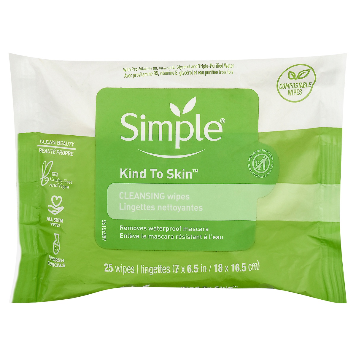 slide 1 of 1, Simple Kind to Skin Cleansing Facial Wipes, 25 ct
