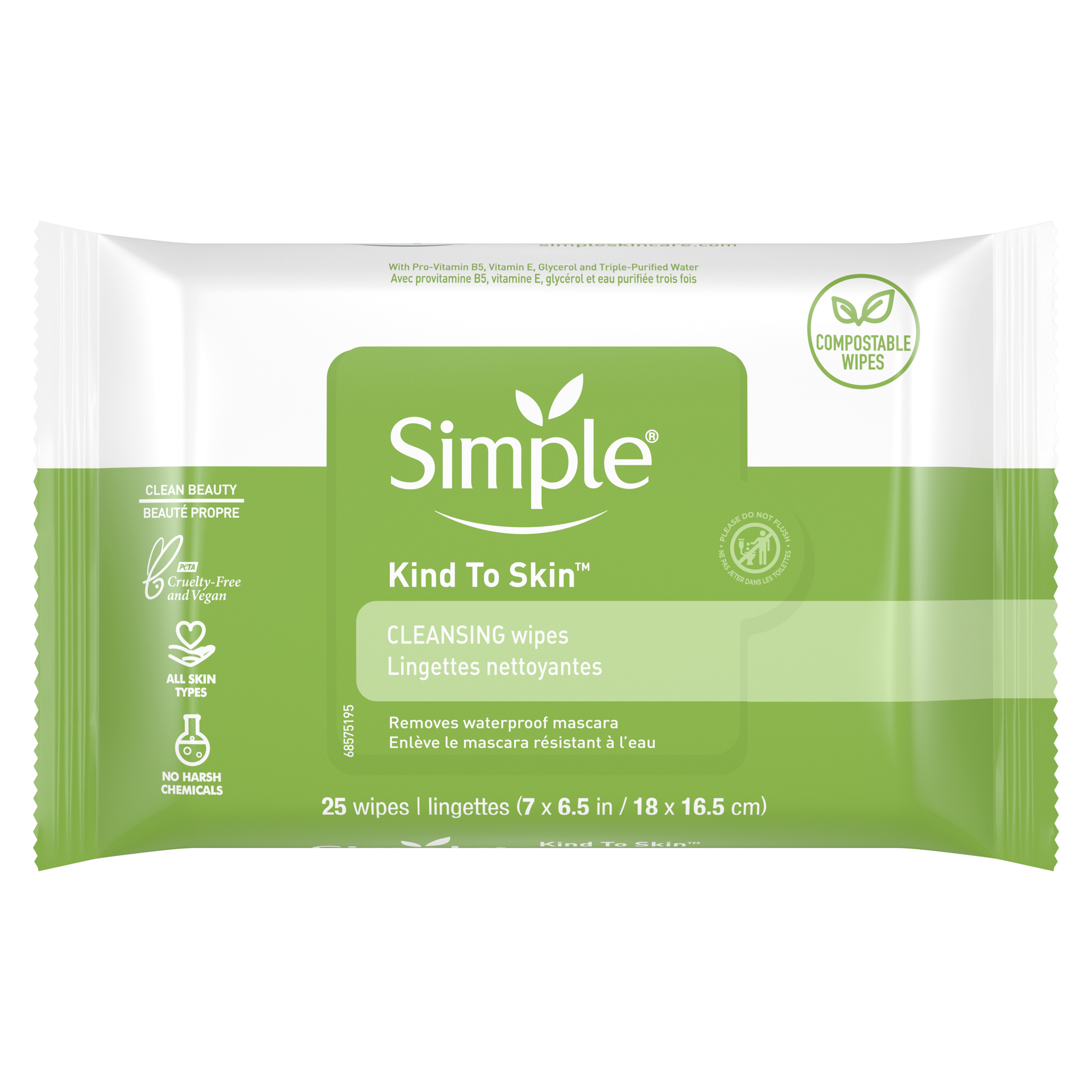 slide 1 of 3, Simple Kind to Skin Cleansing Wipes 25 ea, 25 ct