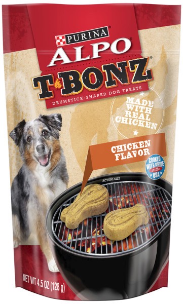 slide 1 of 2, Purina ALPO Made in USA Facilities Dog Treats, TBonz Chicken Flavor, 4.5 oz