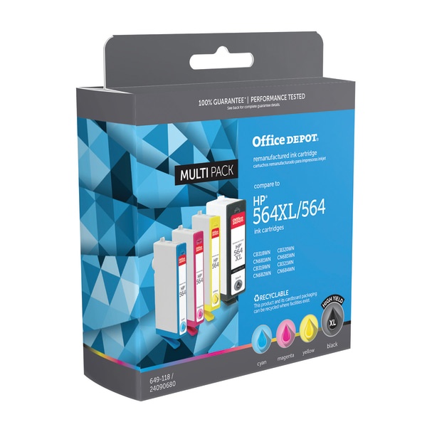 slide 1 of 4, Office Depot Brand Od564Xlk564Cmy-C Remanufactured Ink Cartridge Replacement For Hp 564Xl/564 Black/Color, Pack Of 4, 4 ct