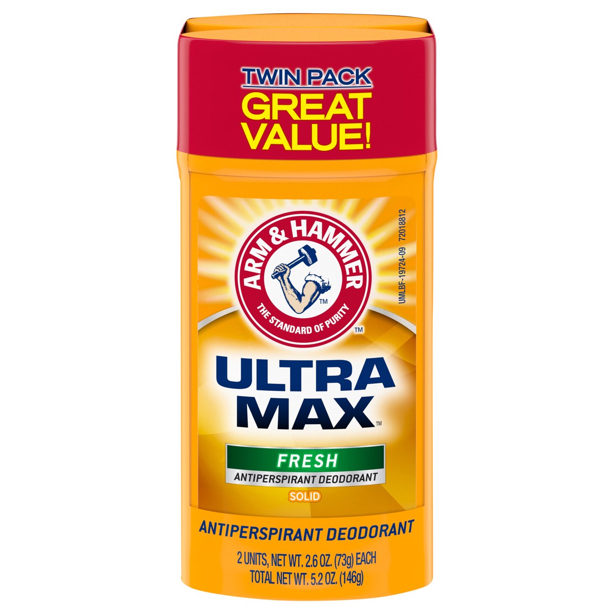 slide 1 of 3, ARM & HAMMER ULTRA MAX Deodorant, Fresh Scent, Solid Stick 2.6 oz, Twin Pack (Pack of Two), 2 ct