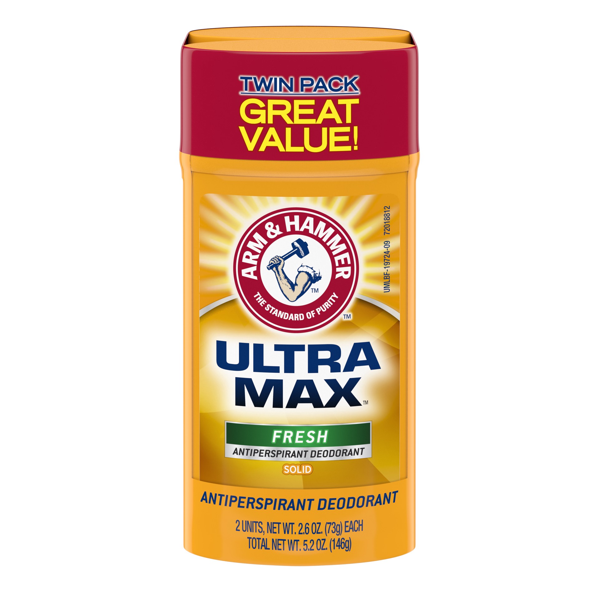 slide 1 of 3, Arm & Hammer ULTRA MAX Deodorant- Fresh- Solid - 2.6oz- Twin Pack (Pack of two), 5.2 oz