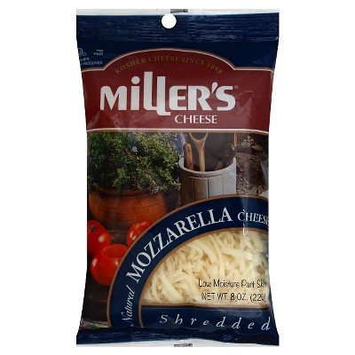 slide 1 of 1, Miller's Shredded Mozzarella Cheese, 8 oz