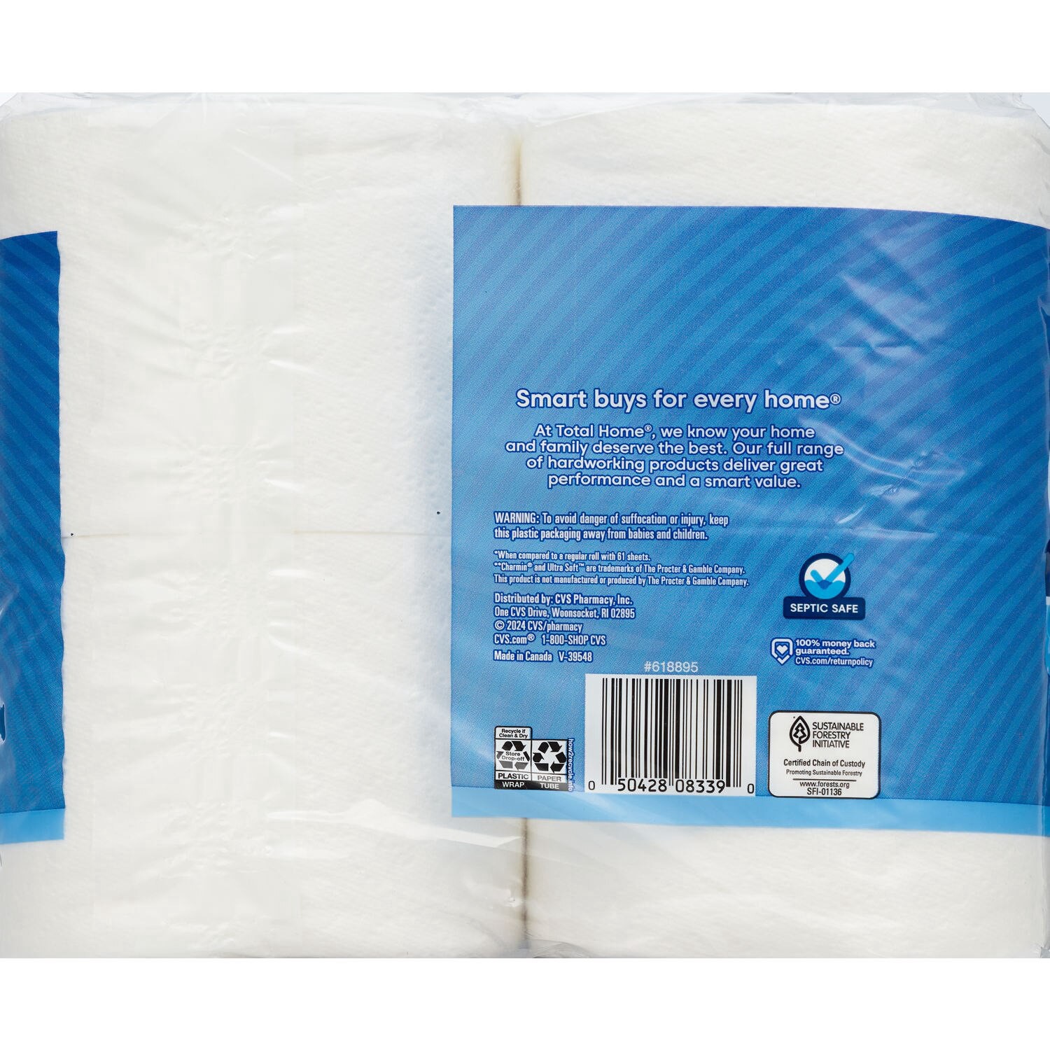 slide 2 of 4, Total Home Ultra Soft Premium Toilet Paper, 4 Mega Rolls, 284 sht
