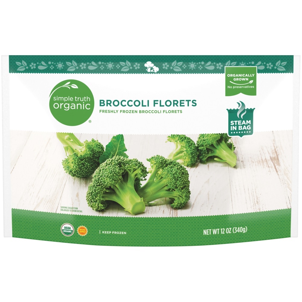 slide 1 of 1, Simple Truth Organic Freshly Frozen Broccoli Florets, 12 oz