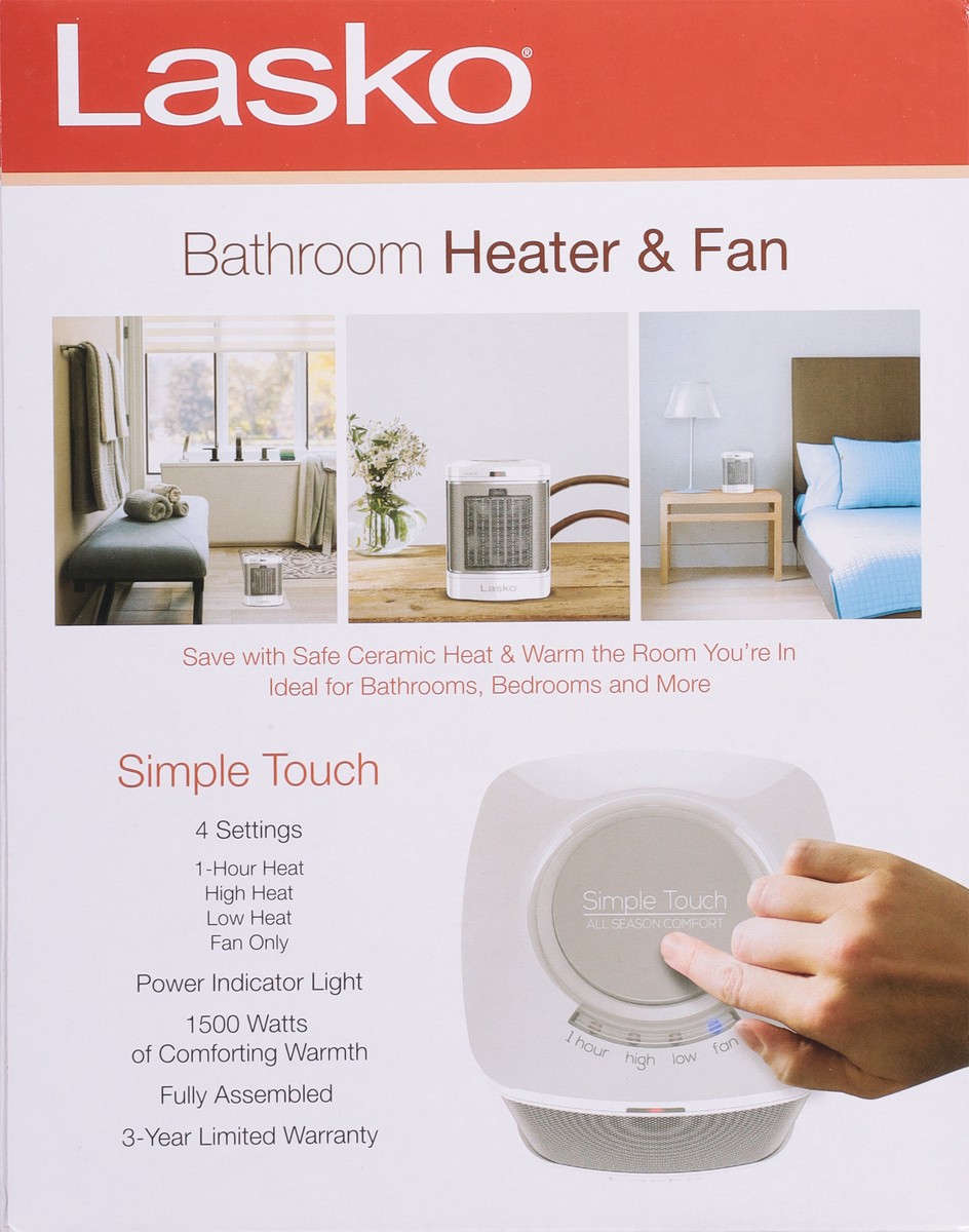 slide 10 of 11, Lasko Bathroom Heater & Fan 1 ea, 1 ct