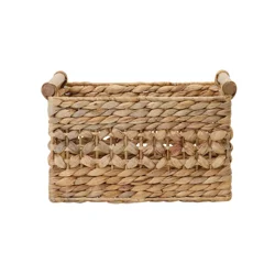 RGI HOME Rectangular Wicker Basket Butterfly With Wood Pole, Natural, 11.5 in L x 8.5 in W x 7.75 in H