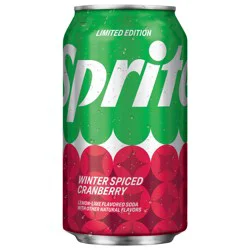 Sprite Winter Spiced Cranberry, Lemon-Lime and Cranberry Flavored Soda Pop Soft Drink, 12 fl oz