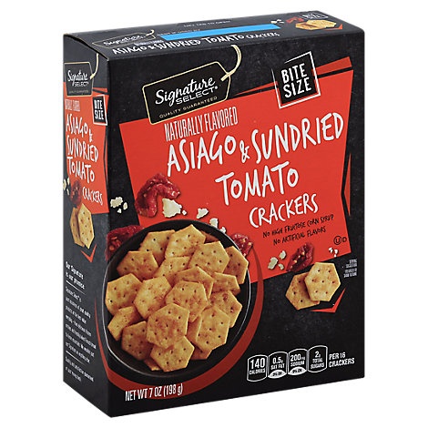 slide 1 of 1, Signature Select Cracker Bite Asiago Sundried Tomto, 7 oz