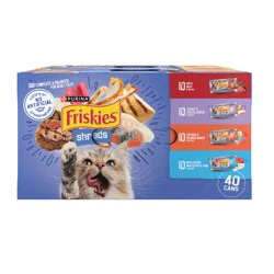 Purina Friskies Wet Cat Food Variety Pack, Shreds Beef, Turkey, Whitefish, and Chicken & Salmon