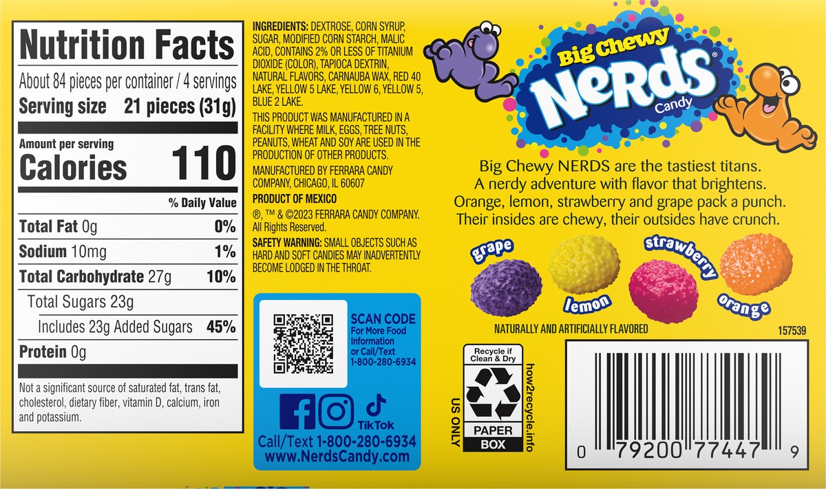 slide 5 of 9, Nerds Big Chewy Theater Box 71844 157539 4.25 oz, 4.25 oz