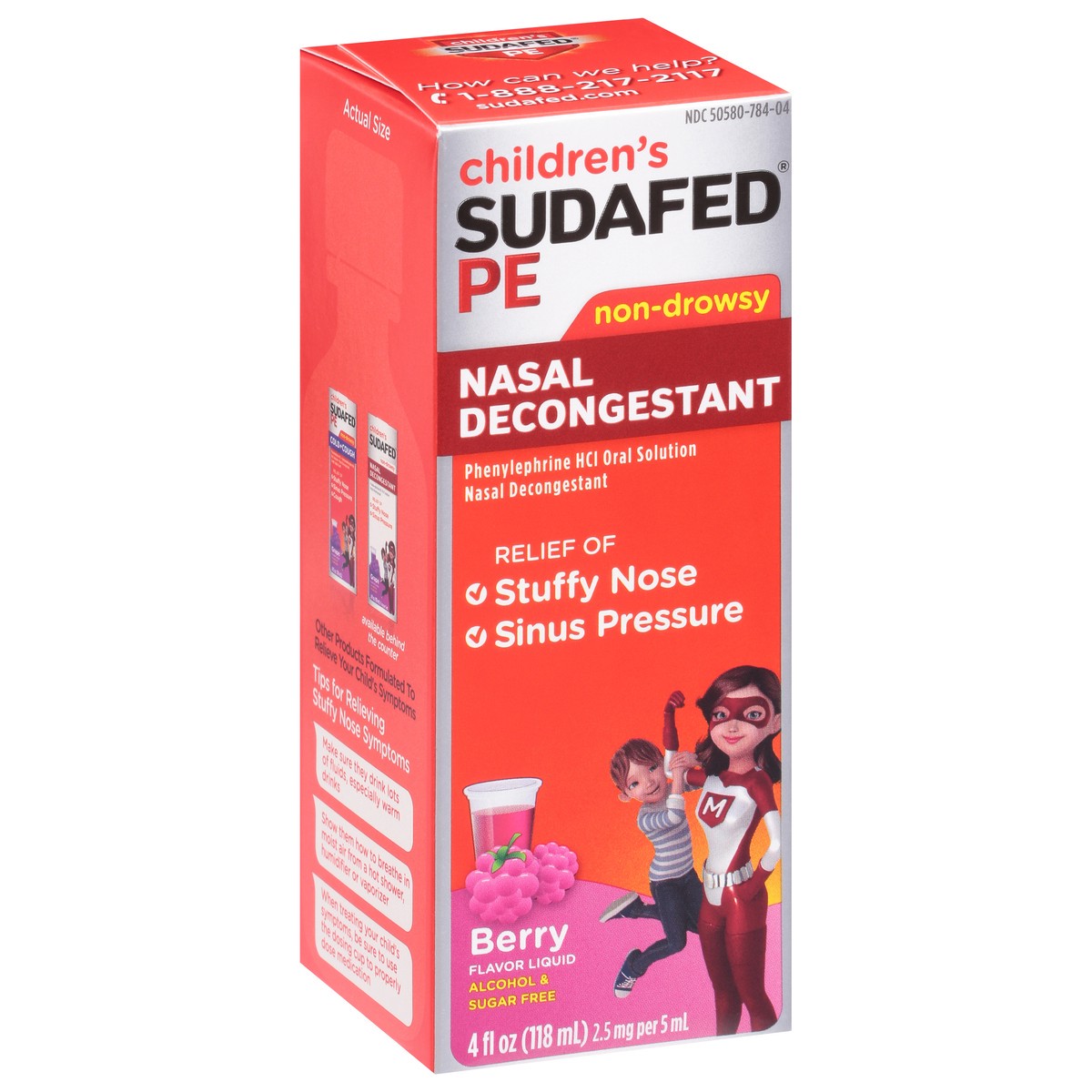 slide 2 of 9, Sudafed Children's PE Non-Drowsy 2.5 mg Berry Flavor Liquid Nasal Decongestant 4 fl oz, 4 fl oz