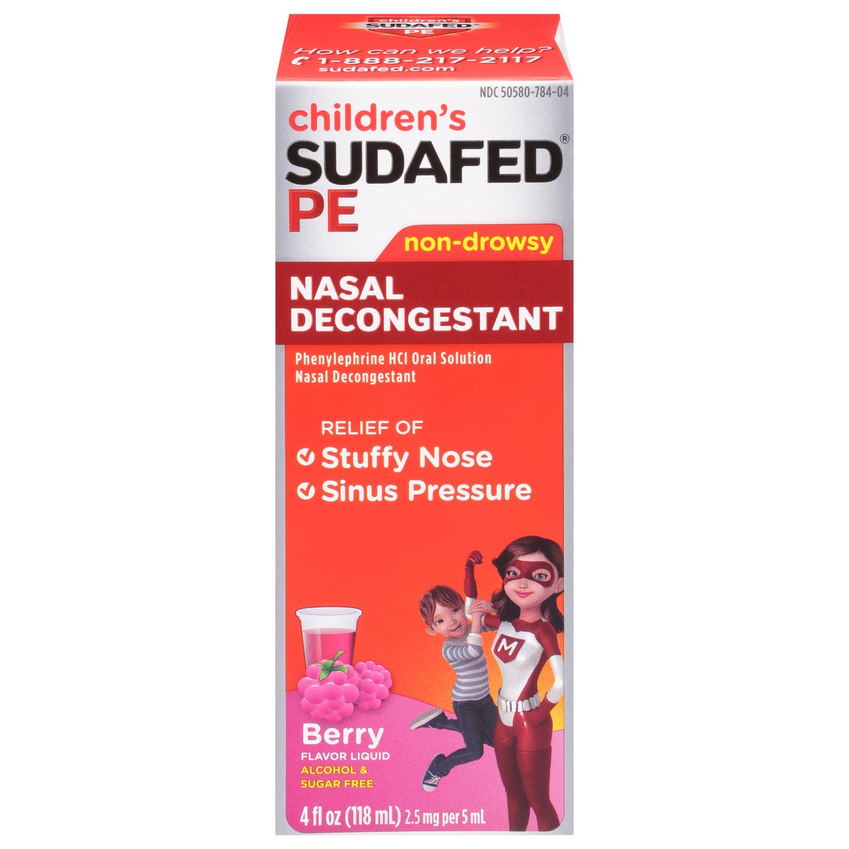 slide 1 of 9, Children's Sudafed PE Nasal Decongestant, Liquid Cold Relief Medicine with Phenylephrine HCl, Alcohol Free and Sugar-Free, Berry-Flavored, 4 fl. oz, 4 fl oz