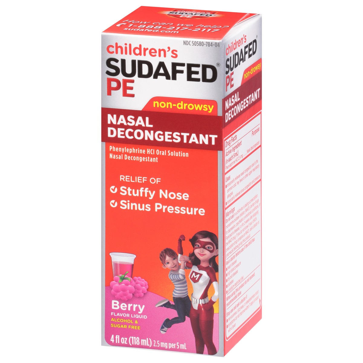 slide 7 of 9, Sudafed Children's PE Non-Drowsy 2.5 mg Berry Flavor Liquid Nasal Decongestant 4 fl oz, 4 fl oz