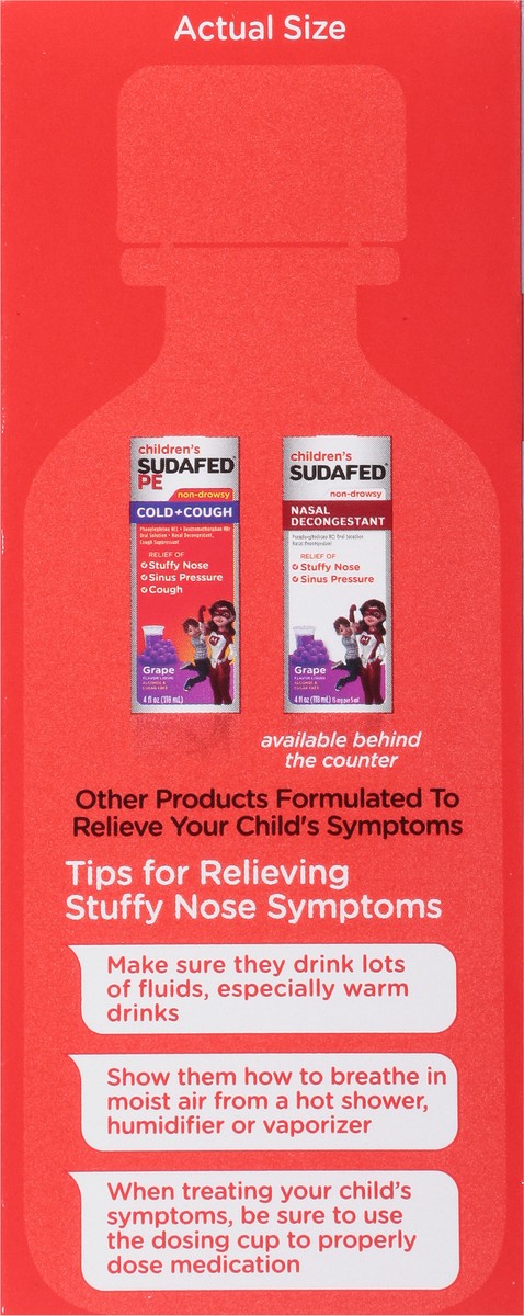 slide 5 of 9, Sudafed Children's PE Non-Drowsy 2.5 mg Berry Flavor Liquid Nasal Decongestant 4 fl oz, 4 fl oz