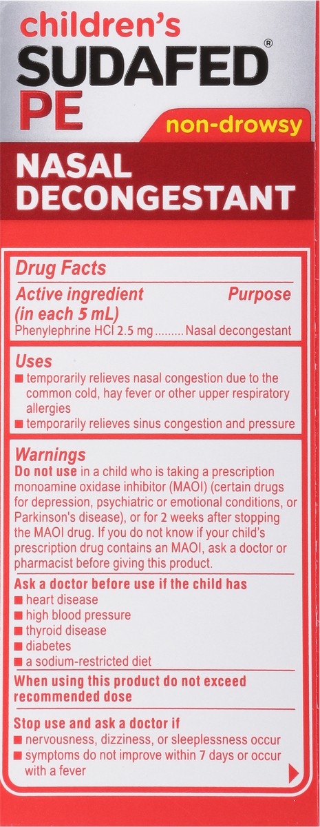 slide 6 of 9, Sudafed Children's PE Non-Drowsy 2.5 mg Berry Flavor Liquid Nasal Decongestant 4 fl oz, 4 fl oz