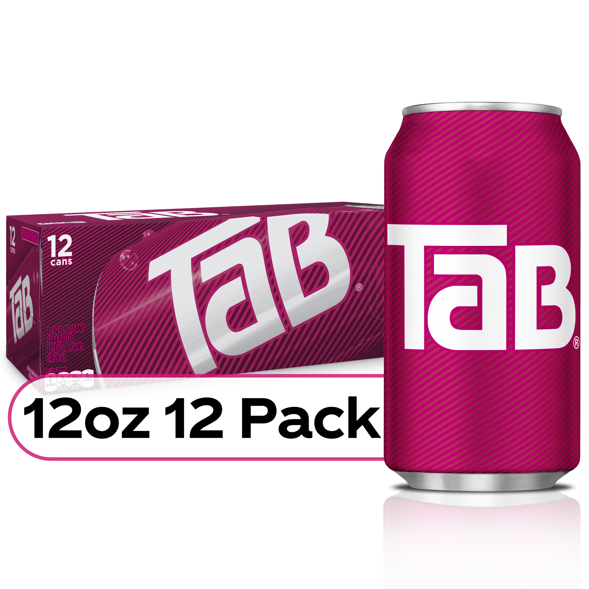 slide 1 of 7, Tab Fridge Pack Cola Soda Soft Drinks, 12 fl oz, 12 Pack, 144 fl oz