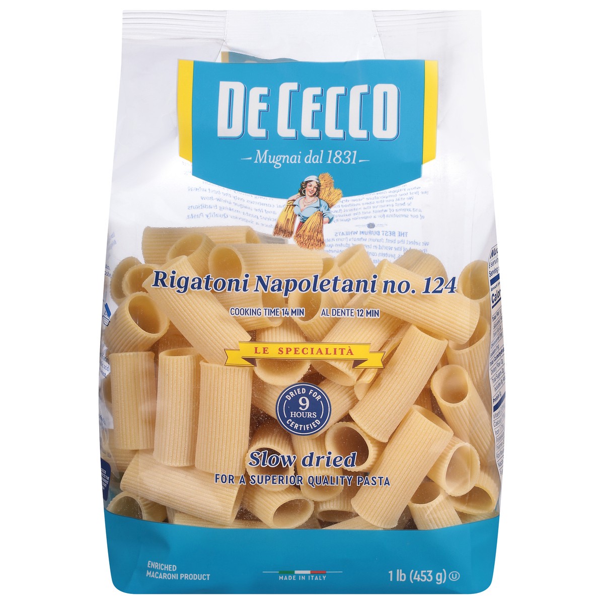 slide 1 of 9, De Cecco No. 124 Rigatoni Napoletani 1 lb, 1 lb