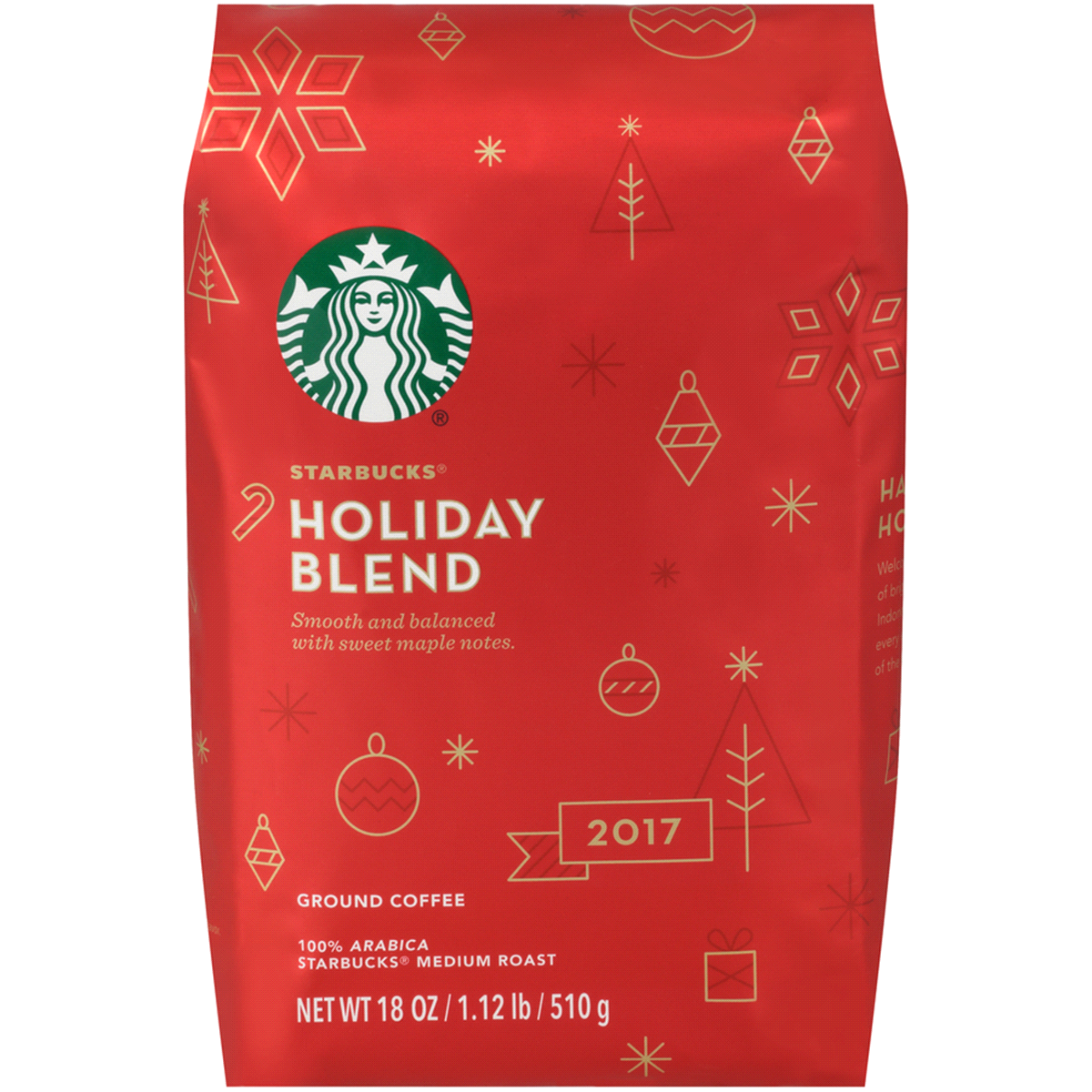 slide 1 of 1, Starbucks Holiday Blend Medium Roast Ground Coffee, 18 oz