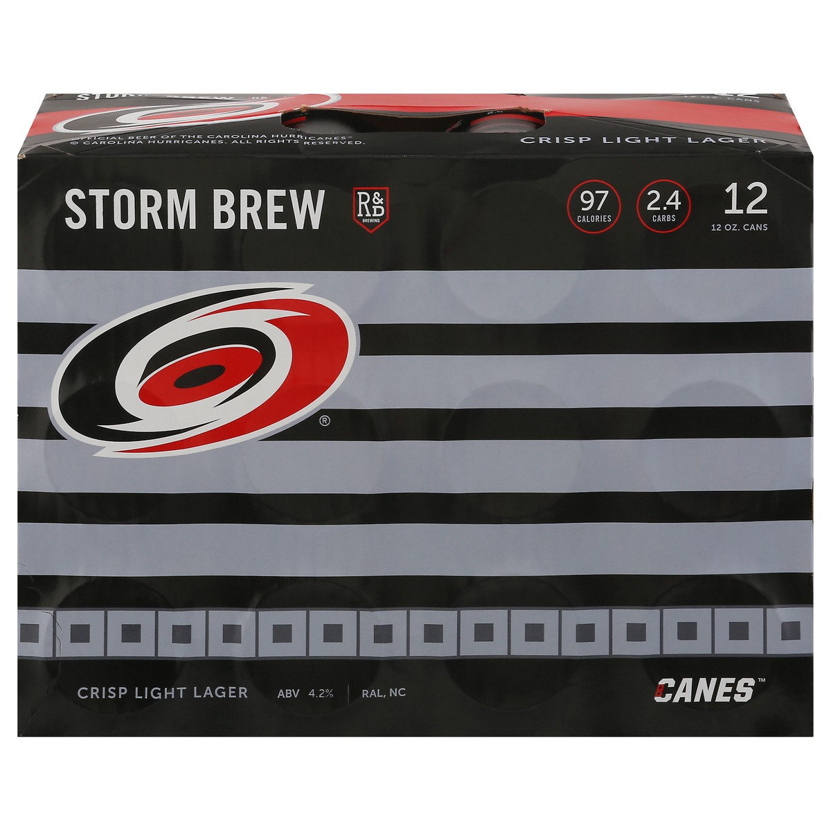 slide 1 of 9, R&D Brewing Canes Crisp Light Lager Storm Brew Beer 12 - 12 oz Cans, 12 ct; 12 oz
