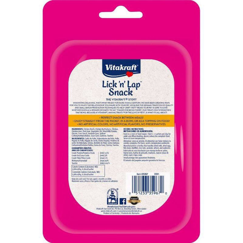 slide 3 of 3, Vitakraft Lick n' Lap Creamy Chicken Cat Treat - 2.1oz/5ct, 1 ct