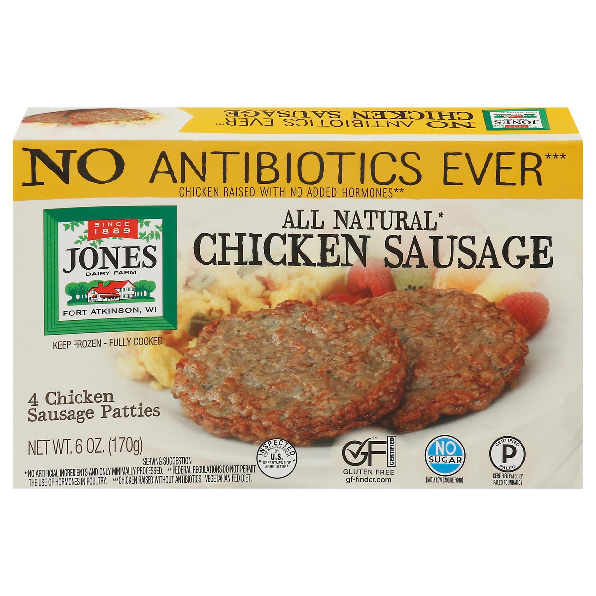 slide 1 of 9, Jones Dairy Farm Chicken Sausage, 6 oz