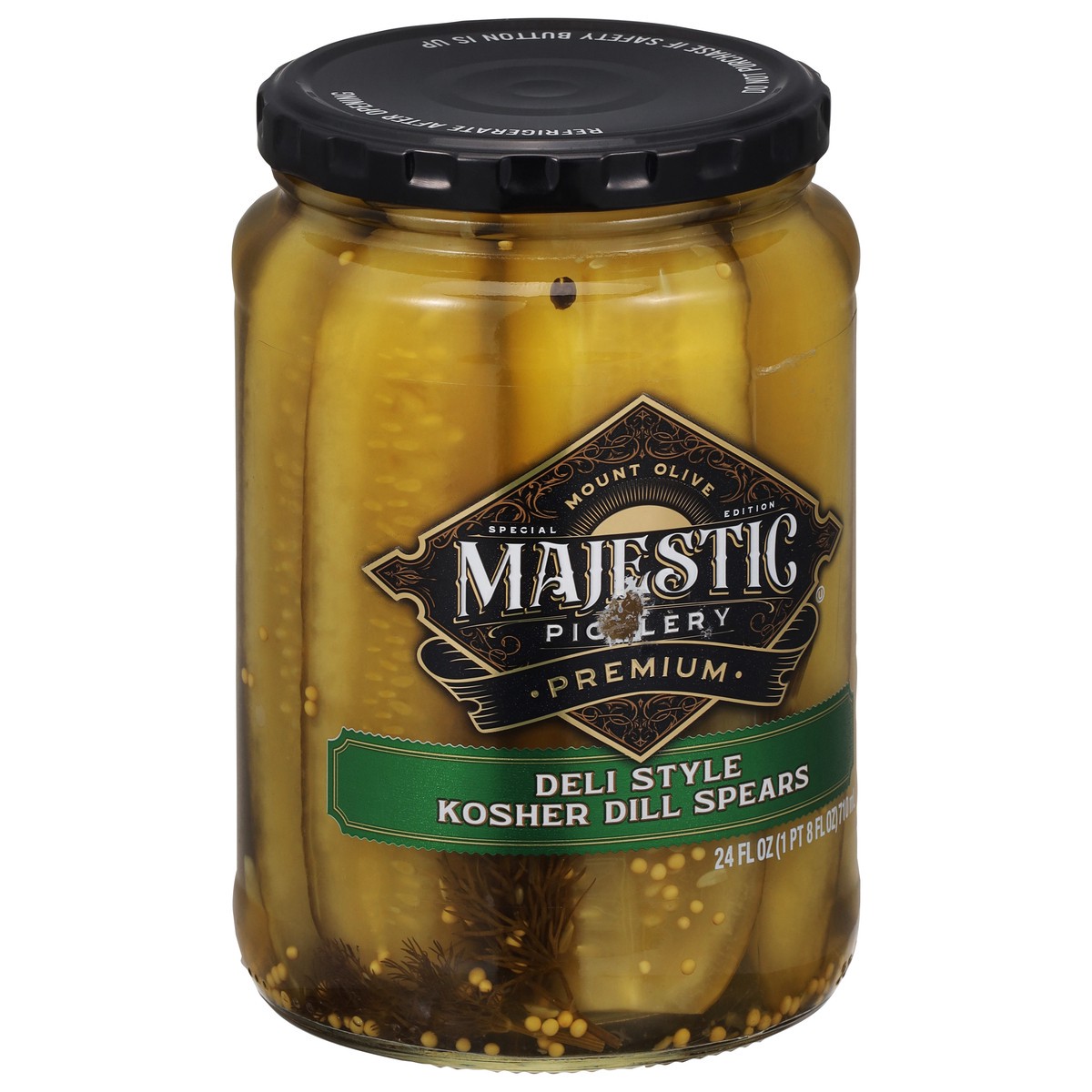 slide 9 of 9, Majestic Picklery Premium Deli Style Kosher Dill Pickle Spears - 24 fl oz jar, 24 fl oz