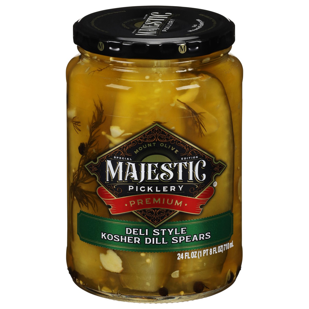 slide 1 of 9, Majestic Picklery Premium Deli Style Kosher Dill Pickle Spears - 24 fl oz jar, 24 fl oz