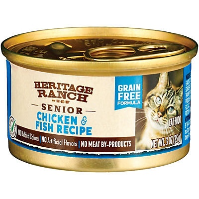 slide 1 of 1, Heritage Ranch by H-E-B Senior Chicken & Fish Wet Cat Food, 3 oz