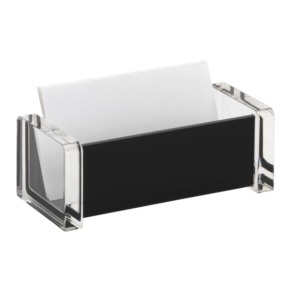 slide 1 of 4, Realspace Acrylic Business Card Holder, Black/Clear, 1 ct