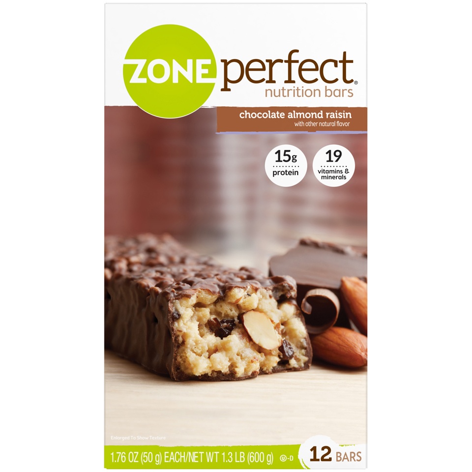 slide 1 of 4, Zone Perfect All Natural Nutrition Bars, Chocolate Almond Raisin, 12 ct