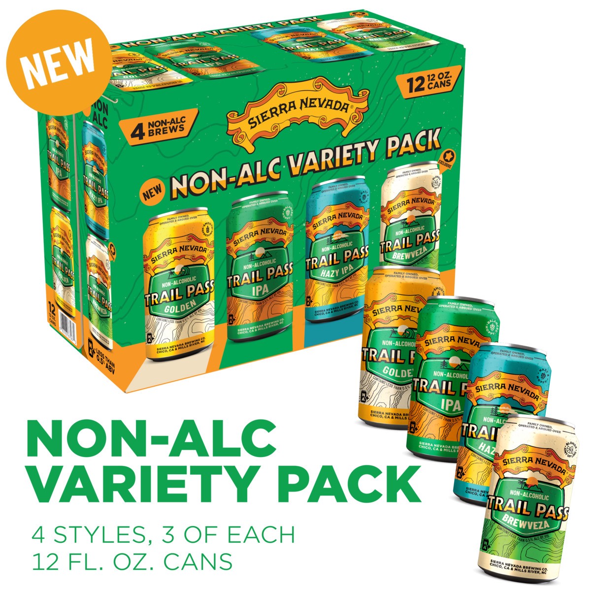 slide 9 of 11, Sierra Nevada Trail Pass Non-Alc Variety Pack, 12 ct; 12 oz